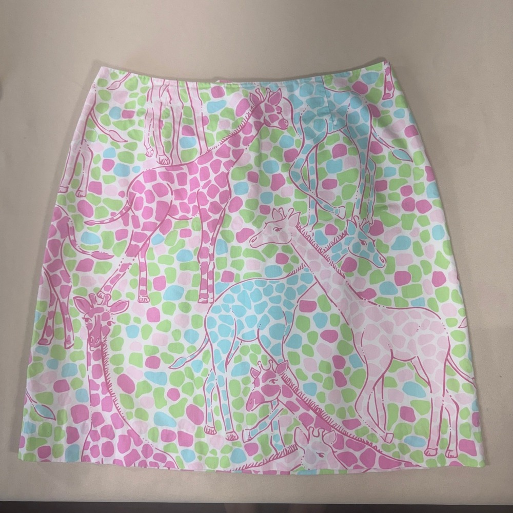 Vintage Lilly Pulitzer Giraffe Print Cotton Mini Skirt Size 4 Preppy Classic EUC